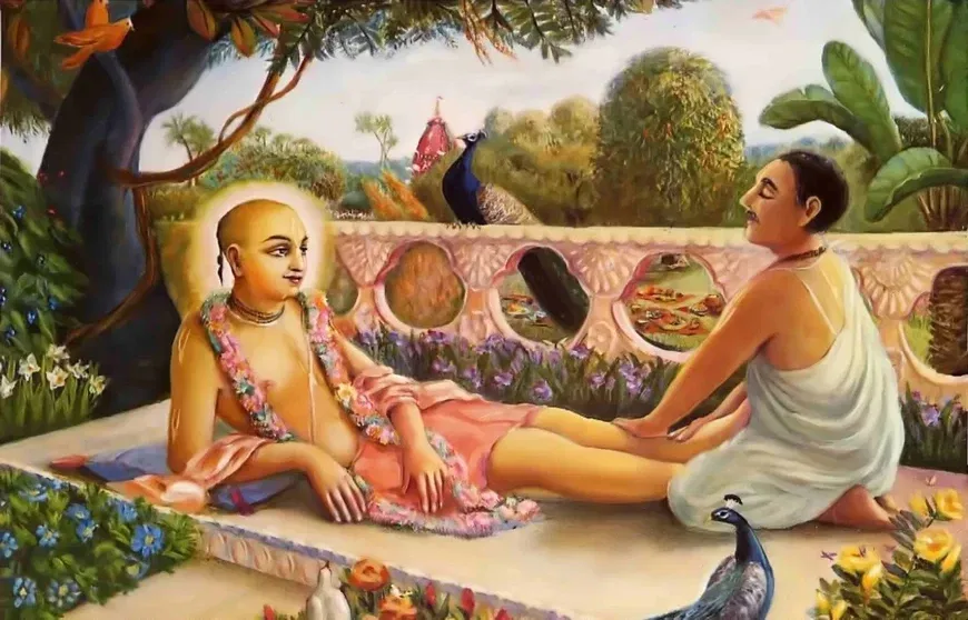 King Prataparudra serves Mahaprabhu