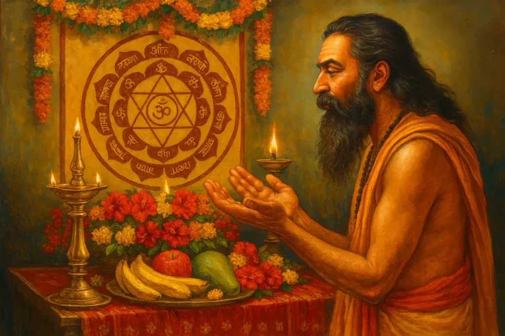 The Devotee doing a simple Practice of Yantra Meditation