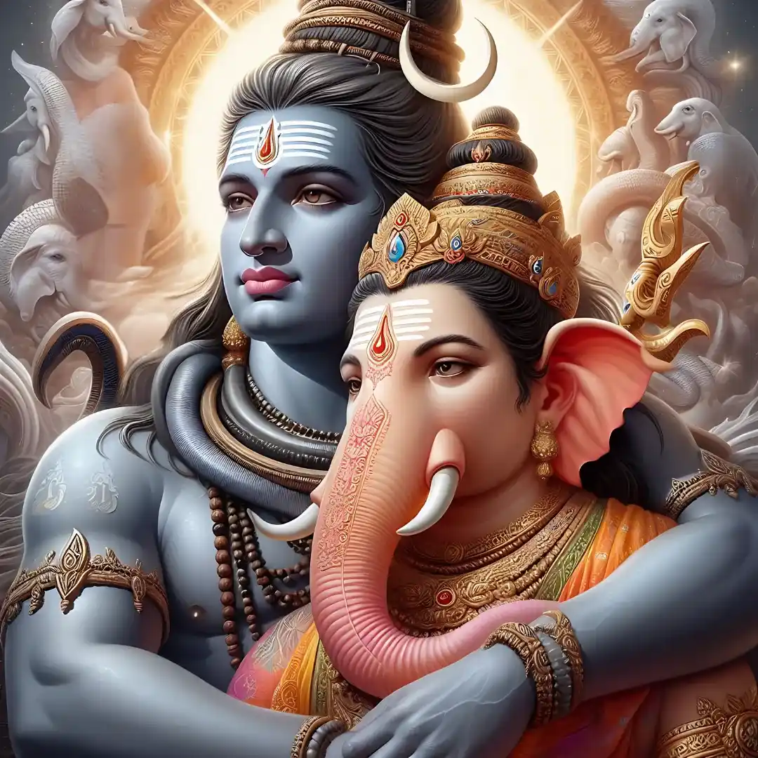 Lord Shiva Embracing Ganesha