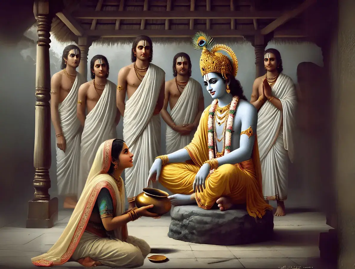 Krishna Draupadi And Pandavas