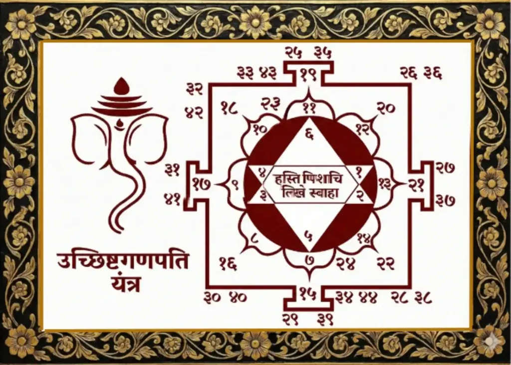 Product-A Framed Sri  Ucchistha Ganapati Yantra at YantraChants.com Only -Made to Order