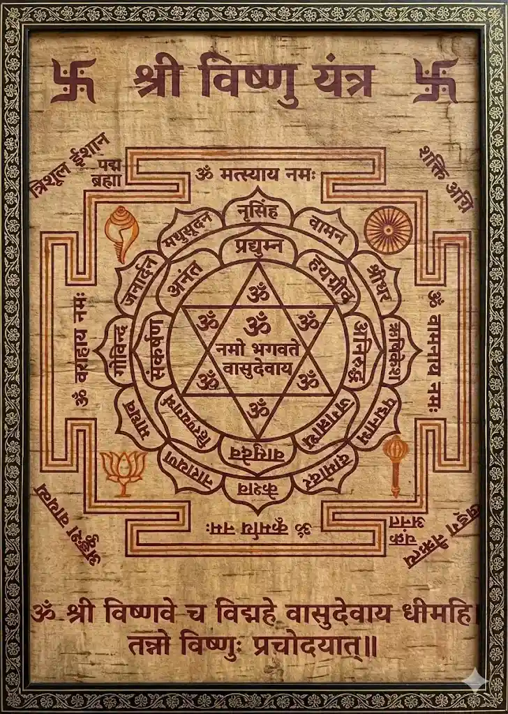 Product-A Framed Sri Vishnu Yantra at YantraChants.com Only -Made to Order