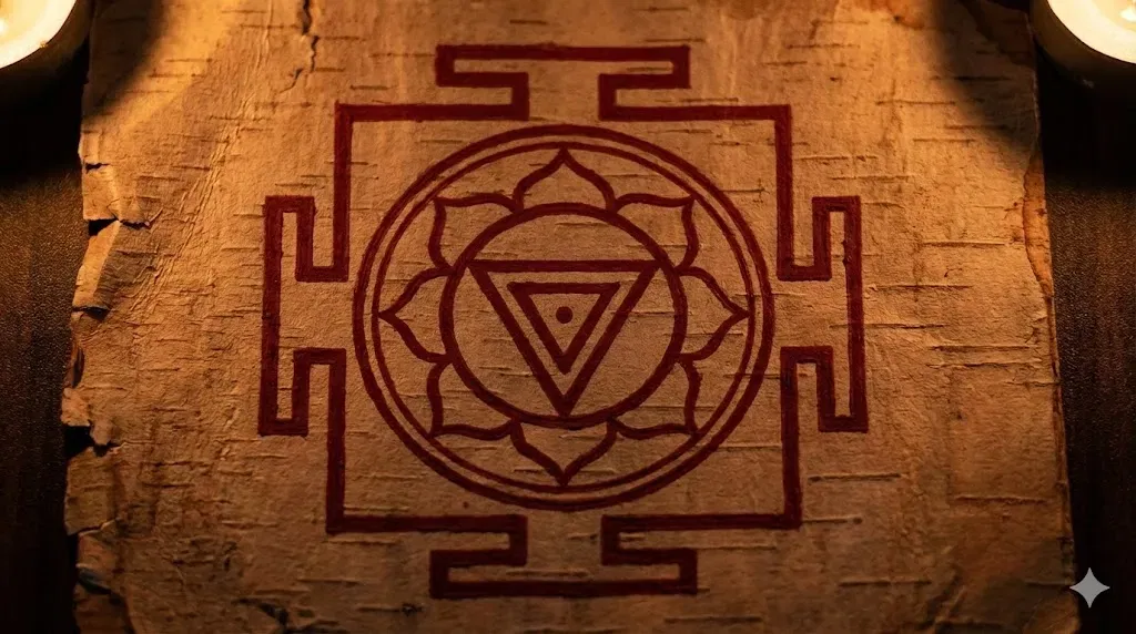 A Vermillion Drawn Indicative Kali Yantra similar to the one at YantraChants