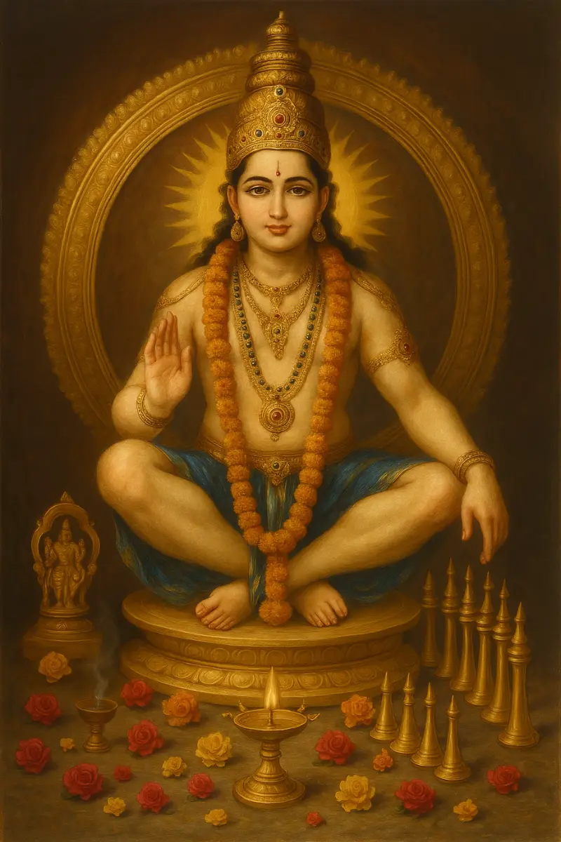 The Beautiful Portrait of Sri Ayyappa Swami-The son of Hari and Hara.
