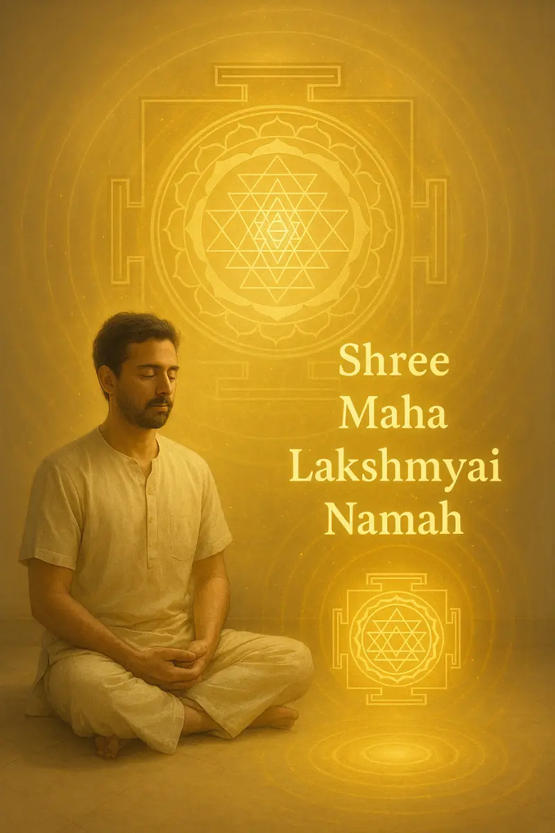 Man Meditating on Sri Yantra