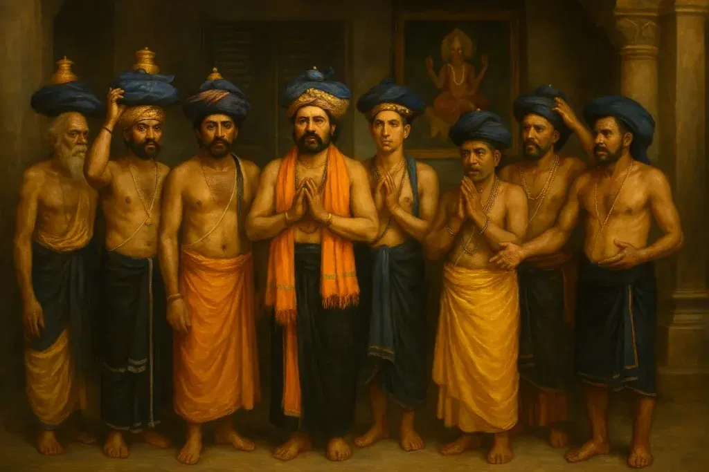 People carrying the  Irumudi Kettu ready to climb the 18 Steps.