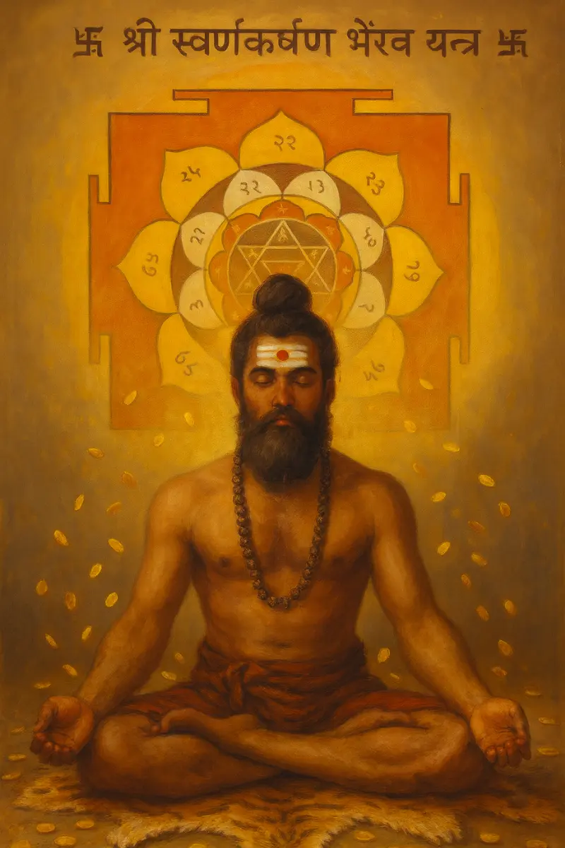 Meditating on Swarnakarshan Bhairav Yantra