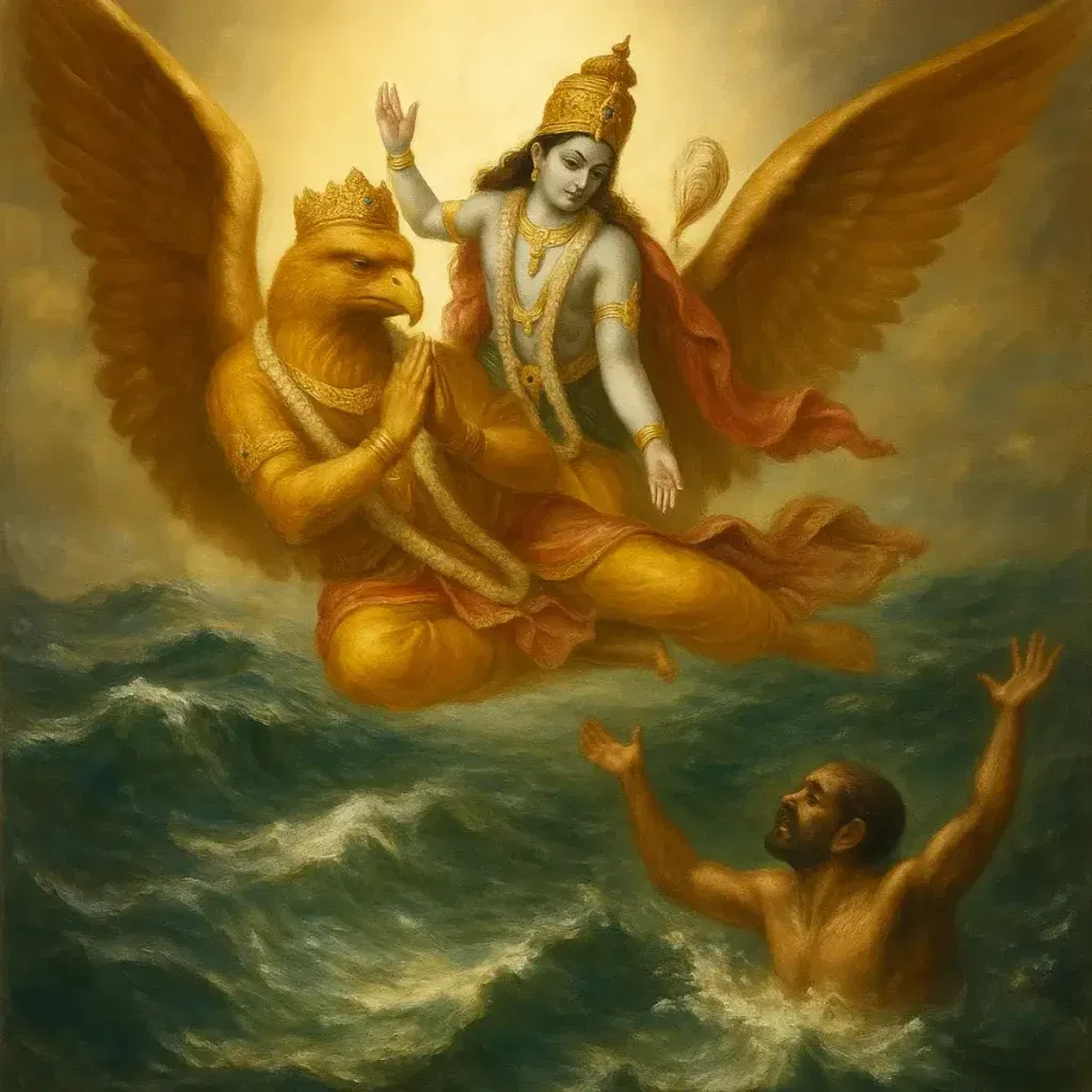 Sri Garuda Accompanies Lord Vishnu