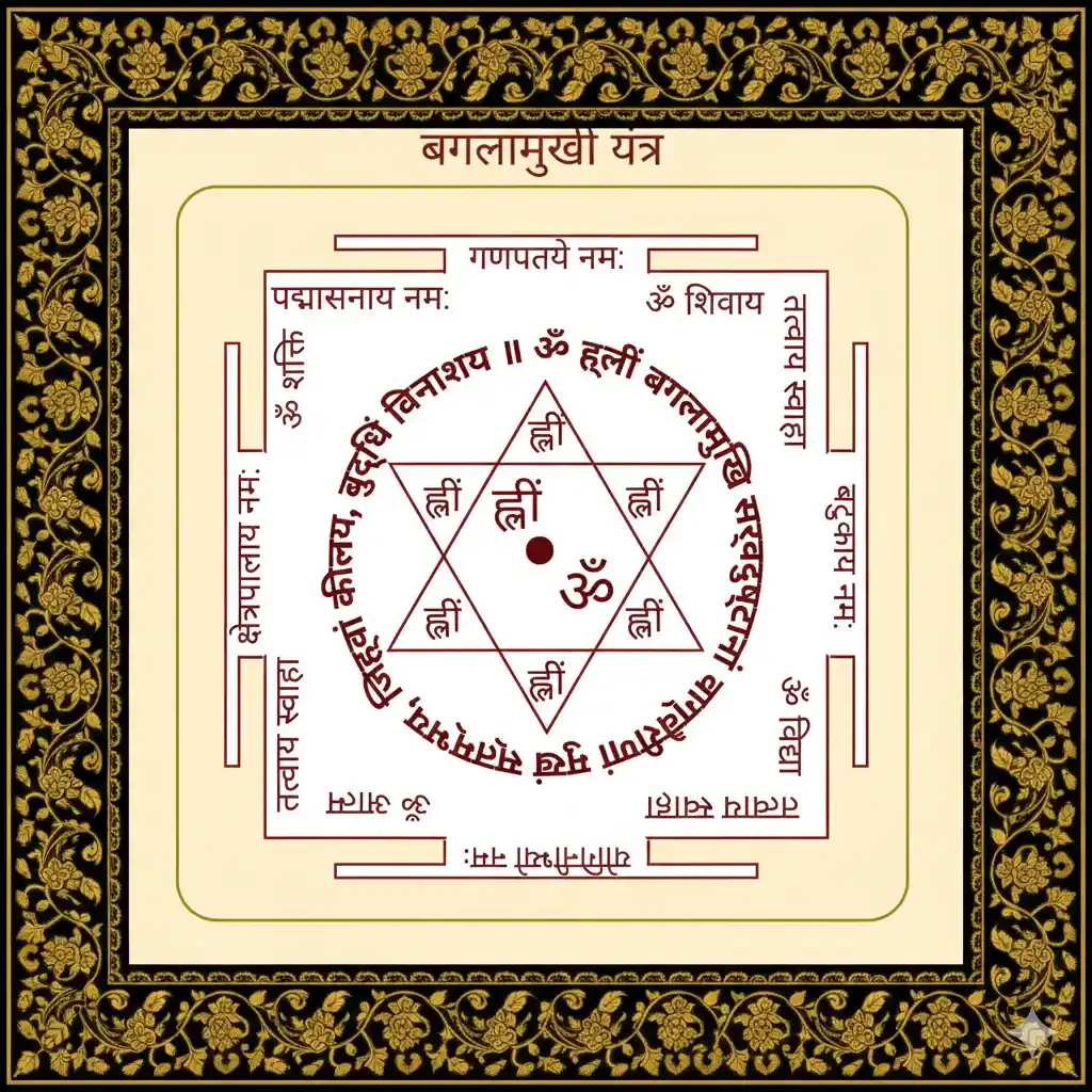 Product-A Framed Sri Bagalamukhi Yantra-Illustration Only -Made to Order- YantraChants.com