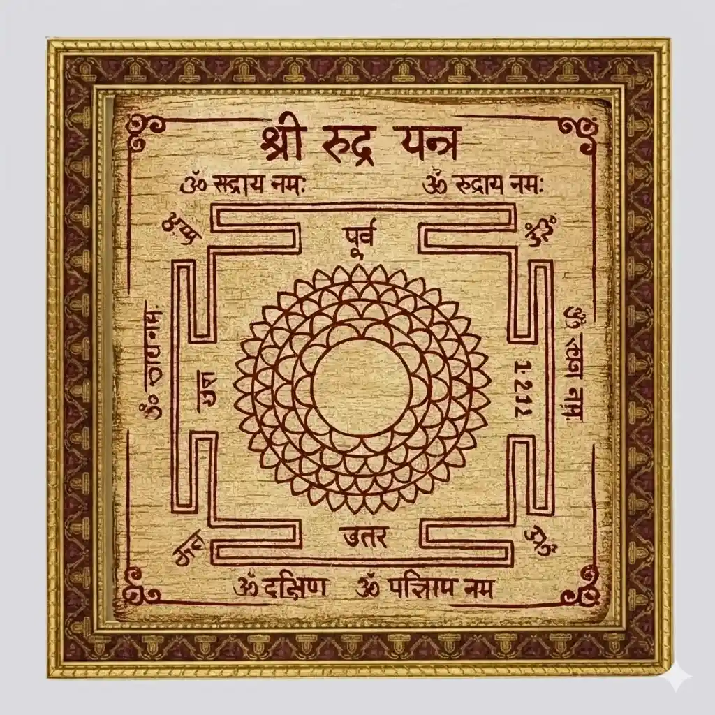 Product-A Framed Sri Rudra Yantra-Illustration Only -Made to Order- YantraChants.com
